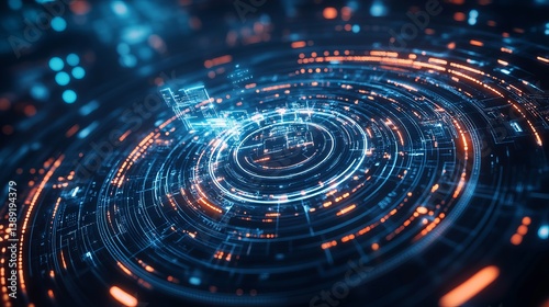 Wallpaper Mural Abstract technology background with glowing circles and circuit board elements design concept Torontodigital.ca