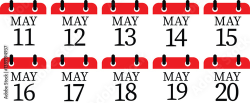 May calendar icon set.Calendar Event schedule date. Meeting appointment time. Agenda plan, May month schedule calendar and Time planner.calendar date icon on white background.