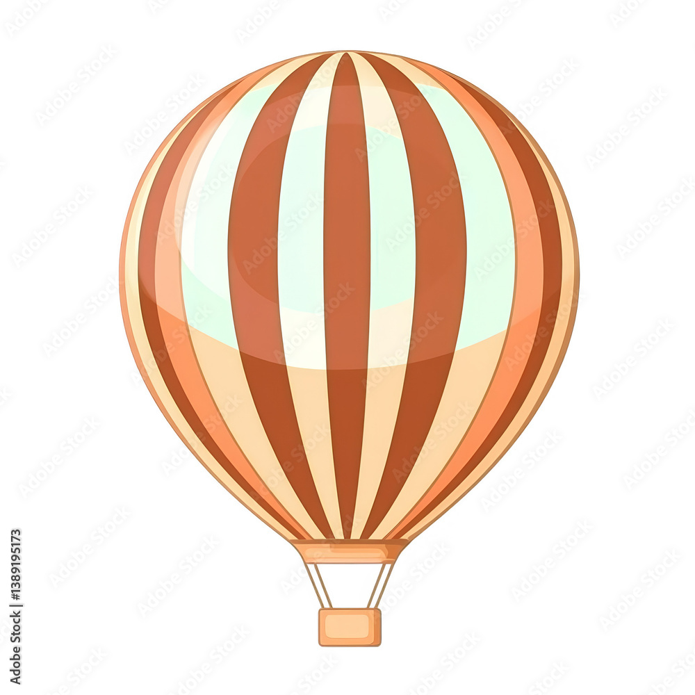Naklejka premium Isolated Illustration Of A Hot Air Balloon With Brown And Orange Stripes