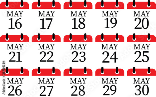 May calendar icon set.Calendar Event schedule date. Meeting appointment time. Agenda plan, May month schedule calendar and Time planner.calendar date icon on white background.