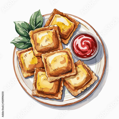 Golden Toasted Ravioli with Herbs Food Art Print