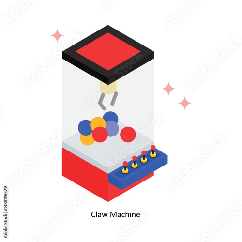 Claw Machine Concept Isometric Style Illustrations. Eps 10 File