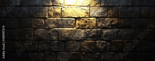 Stone wall illuminated by a single light source