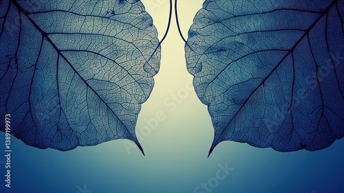 Two translucent leaves, delicate veins