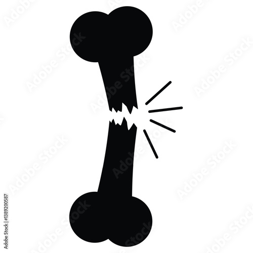 Broken bone vector icon. Silhouette of broken bone, fracture icon vector. Broken bone on transparent from human body parts collection. Orthopedics, medical rehab, fracture icon. Vector illustration.