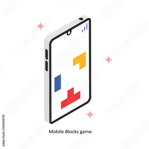Mobile Blocks game Concept Isometric Style Illustrations. Eps 10 File