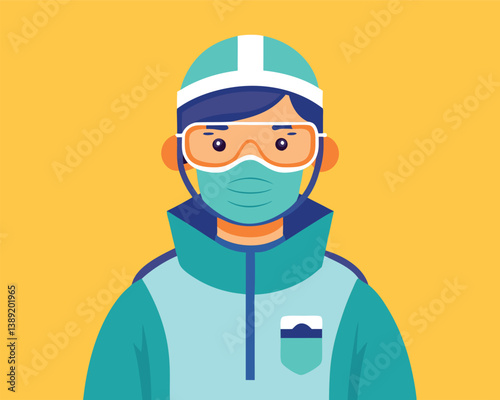 Illustration of a Medical Worker Wearing Protective Gear