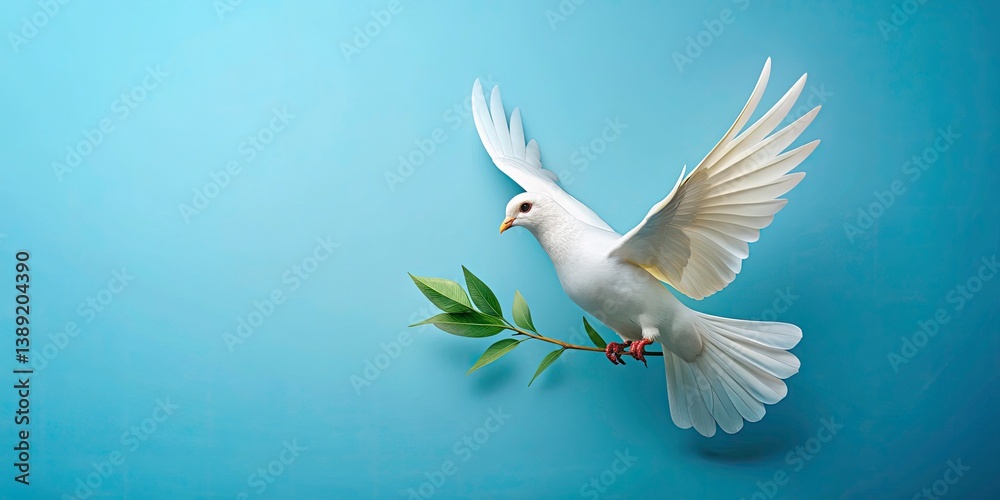 Fototapeta premium Aerial Peace Dove Olive Branch Blue Sky Photography - High Resolution Stock Image