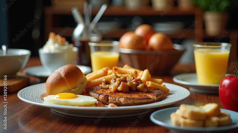 A delicious breakfast setup A delicious breakfast setup