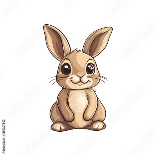 Cute Cartoon Bunny Sitting Vector Illustration. Adorable cartoon bunny with big eyes and floppy ears sitting in a charming pose. This vector illustration showcases a cute rabbit character perfect