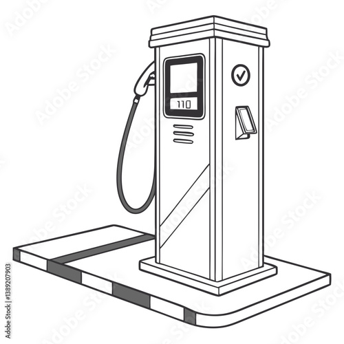 Minimalist EV Charging Station Vector – Sustainable Electric Vehicle Infrastructure