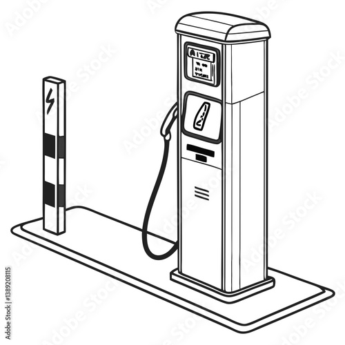 Minimalist EV Charging Station Vector – Sustainable Electric Vehicle Infrastructure