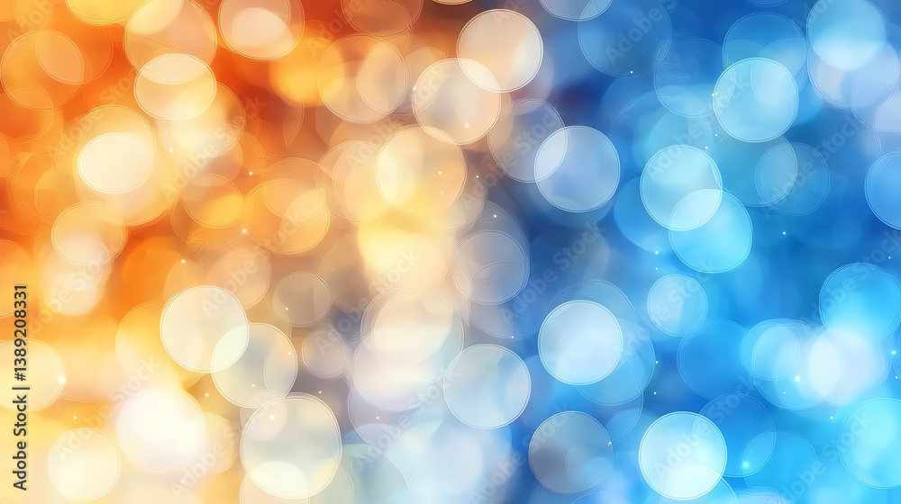 Fototapeta premium A vibrant abstract background featuring a blend of orange and blue bokeh lights, perfect for creative projects and digital design.