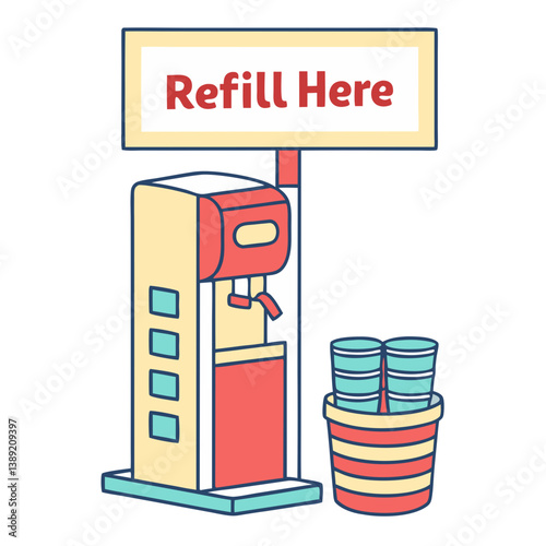 Refill Station Illustration Vector – Eco-Friendly Design for Sustainable Living photo