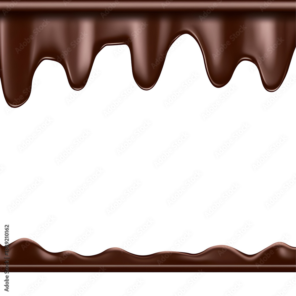 Realistic Chocolate Dripping Illustration On Transparent Background Realistic Chocolate Dripping Illustration On Transparent Background
