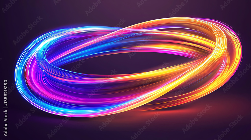 A vibrant swirl of colorful light trails creating a mesmerizing pattern against a dark background. A vibrant swirl of colorful light trails creating a mesmerizing pattern against a dark background.