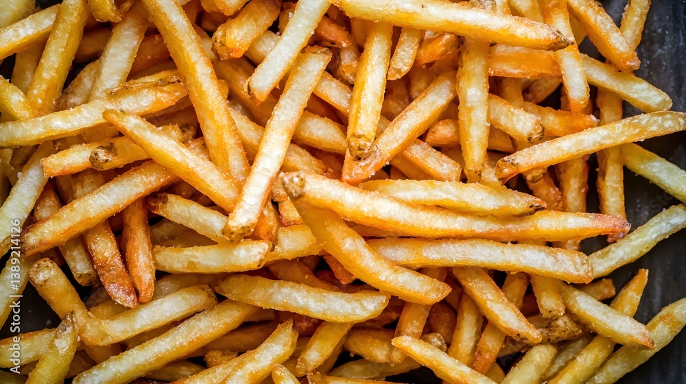 Golden, Crispy French Fries Piled Together on a Dark Surface with a Delicious Texture Golden, Crispy French Fries Piled Together on a Dark Surface with a Delicious Texture