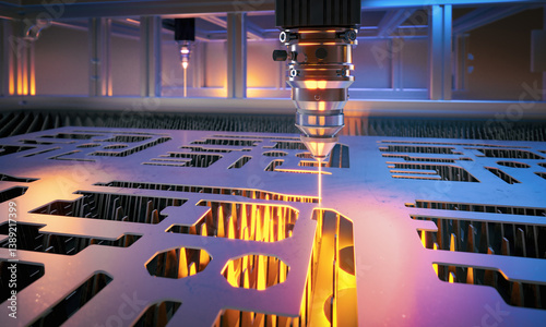 Automated laser precisely cutting intricate patterns into metal sheet