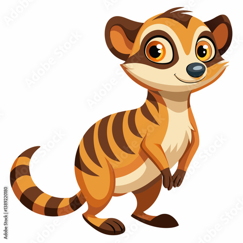 Meercat animal cartoon in playful mood isolated on white background