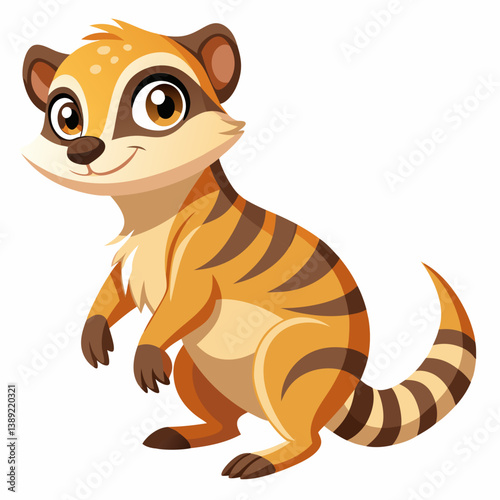 Meercat animal cartoon in playful mood isolated on white background