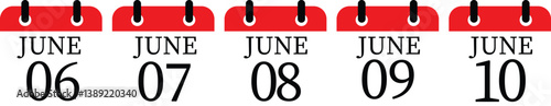June calendar icon set.Calendar Event schedule date. Meeting appointment time. Agenda plan, May month schedule calendar and Time planner.calendar date icon on white background.
