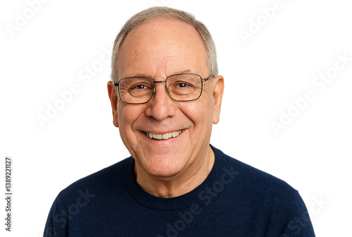 Joyful older man wearing glasses, Happy senior adult, isolated on transparent background
