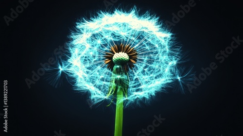Dandelion in neon glow