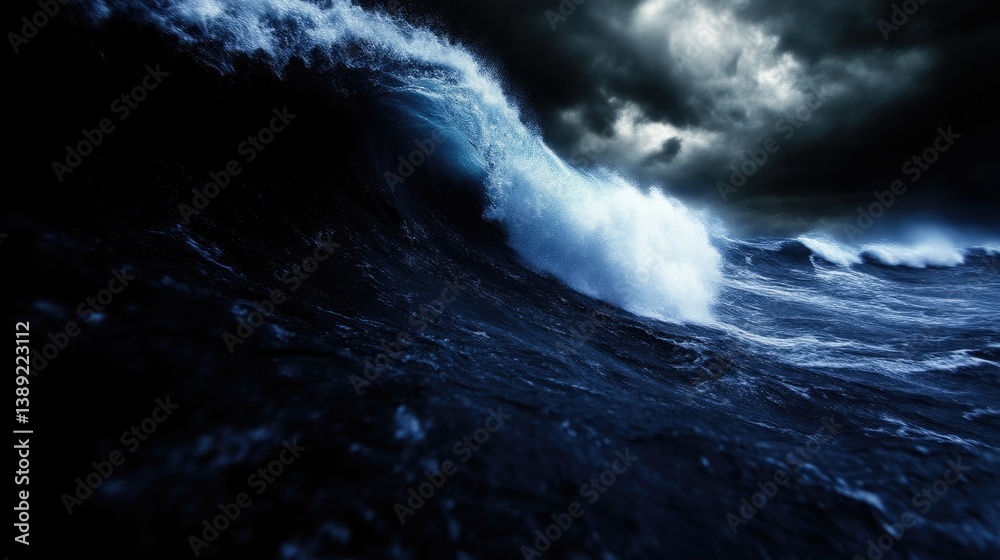 Obraz premium Dark, Powerful Waves Crashing