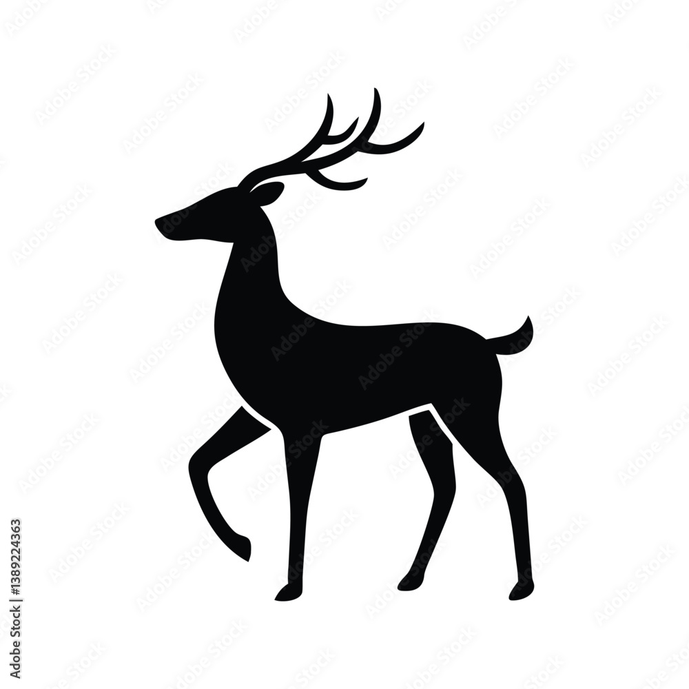 Fototapeta premium black silhouettes of wild deers – male, female and roe deer logo vector.