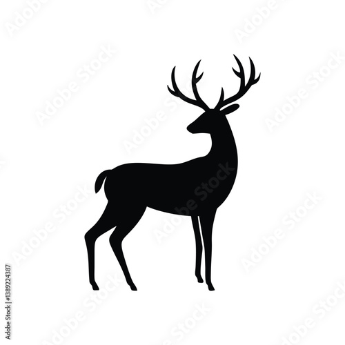 black silhouettes of wild deers – male, female and roe deer logo vector.