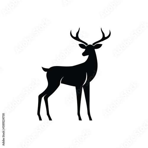 black silhouettes of wild deers – male, female and roe deer logo vector.