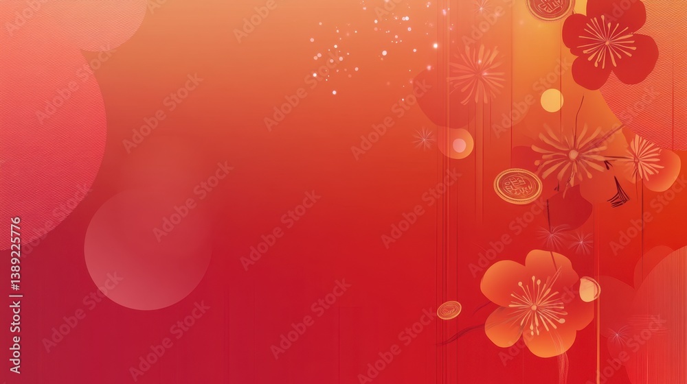 Elegant Floral Design on Red Background for Festive Celebrations