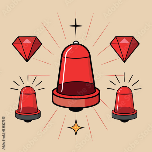 Design a red flasher with 6 distinct styles 