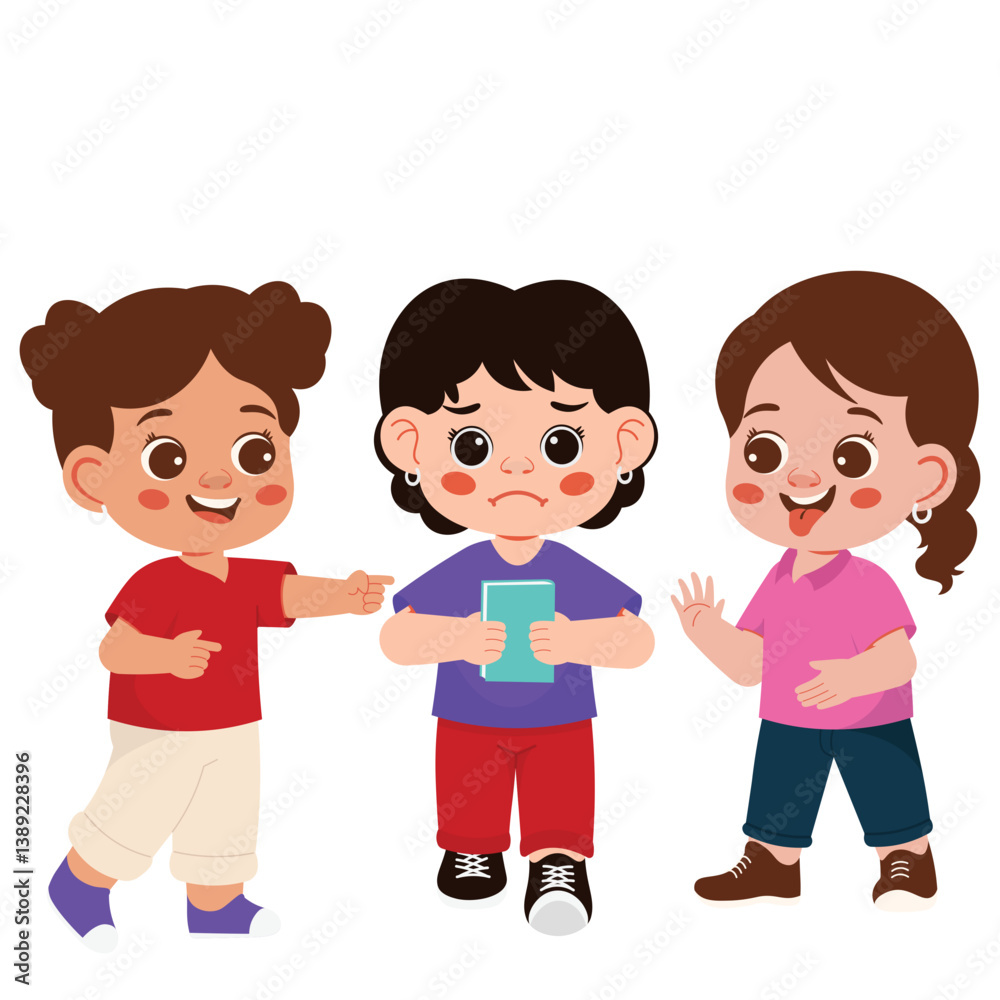 Girl Iaughing to Her Friends Character Stop Bullying Illustration Girl Iaughing to Her Friends Character Stop Bullying Illustration