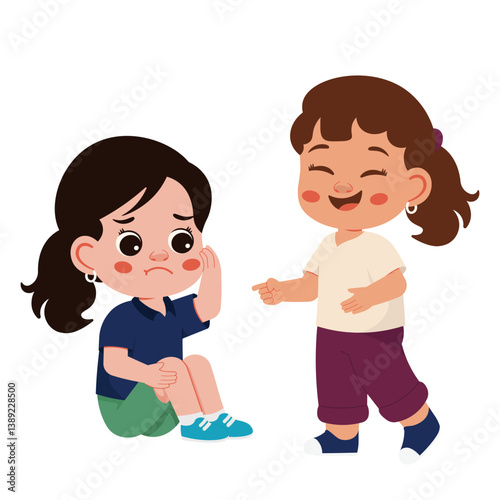 Girl Teasing Her Friends Character Stop Bullying Illustration