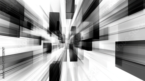 Abstract black and white geometric perspective
