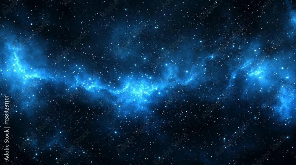 Fototapeta premium Expansive Blue Nebula with Starry Sky Futuristic Sci-Fi Background Material