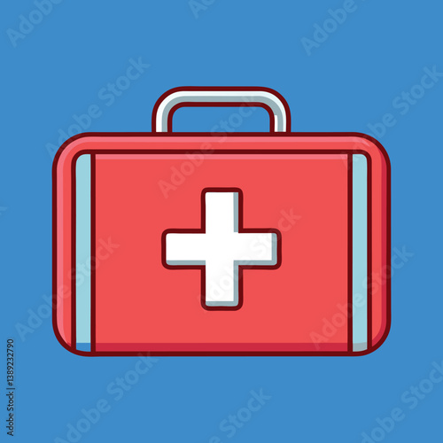 Red first aid kit white cross symbol medical  
