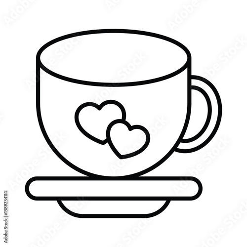 Love Tea  vector outline icon. EPS 10 file