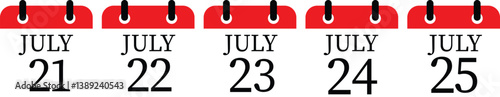 July calendar icon set.Calendar Event schedule date. Meeting appointment time. Agenda plan, May month schedule calendar and Time planner.calendar date icon on white background.