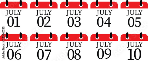 July calendar icon set.Calendar Event schedule date. Meeting appointment time. Agenda plan, May month schedule calendar and Time planner.calendar date icon on white background.