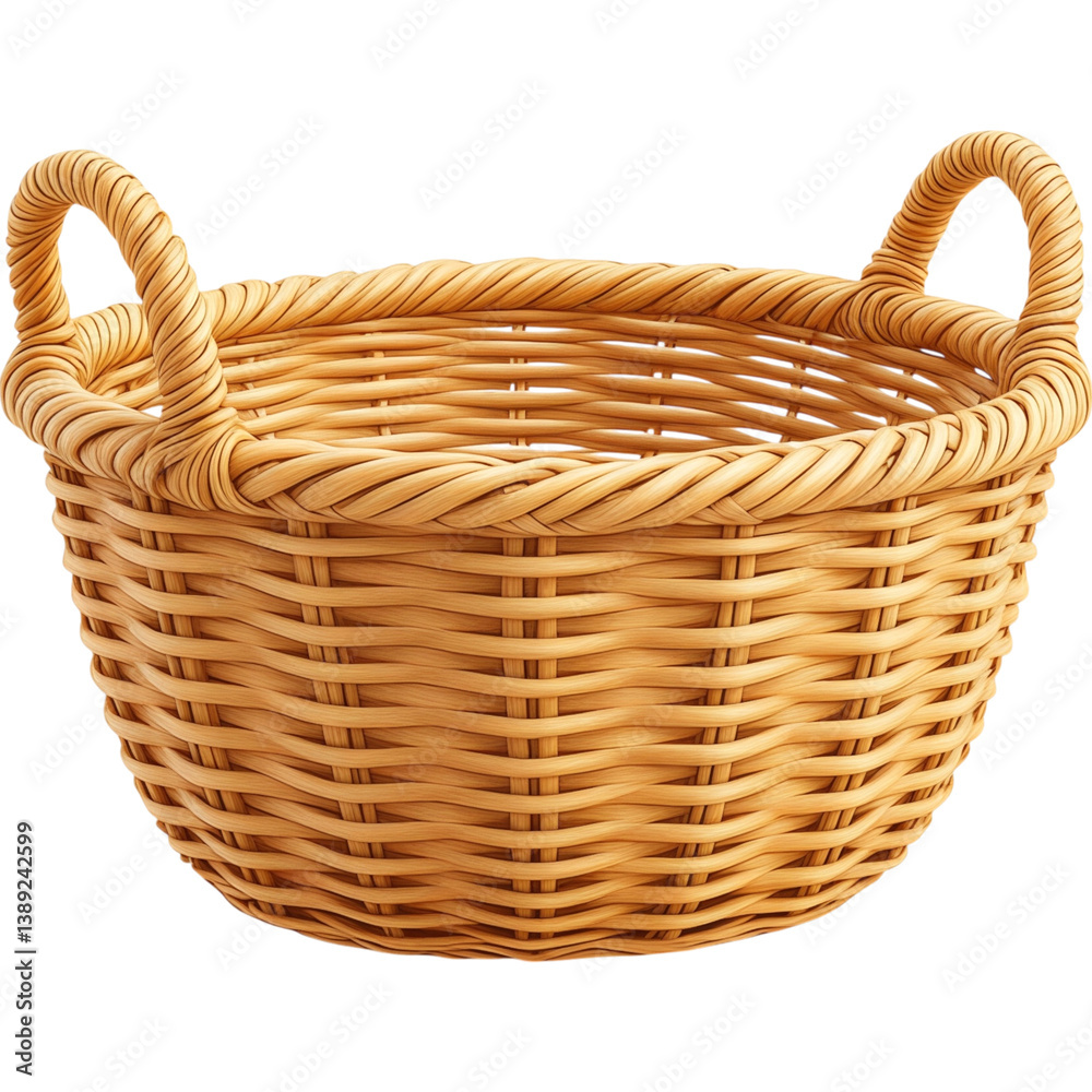 Obraz premium Empty Light Brown Oval Wicker Basket