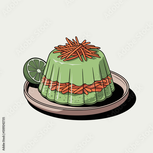 Lime Jello Salad with Carrots – Retro Vintage Food Art