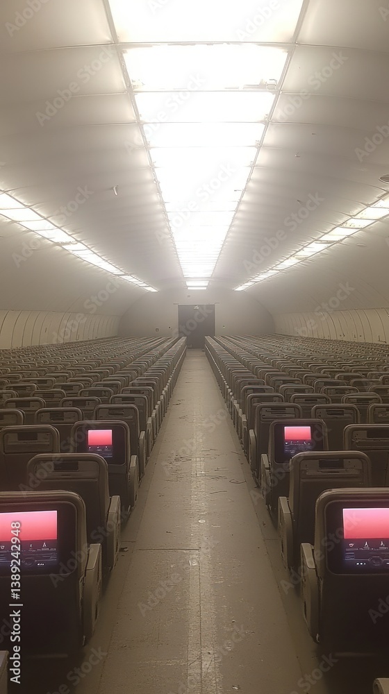 Fototapeta premium Empty airplane cabin interior