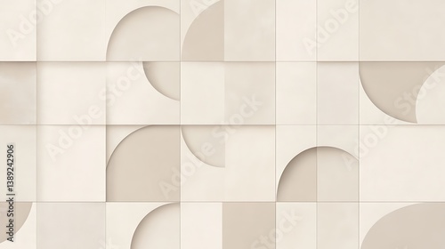 Abstract geometric beige wall panel design.