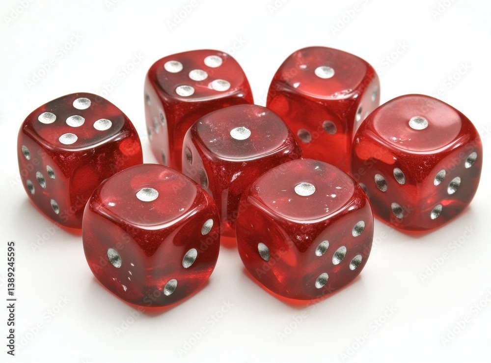 Group of Red Translucent Dice Ready for Game Night Fun Group of Red Translucent Dice Ready for Game Night Fun