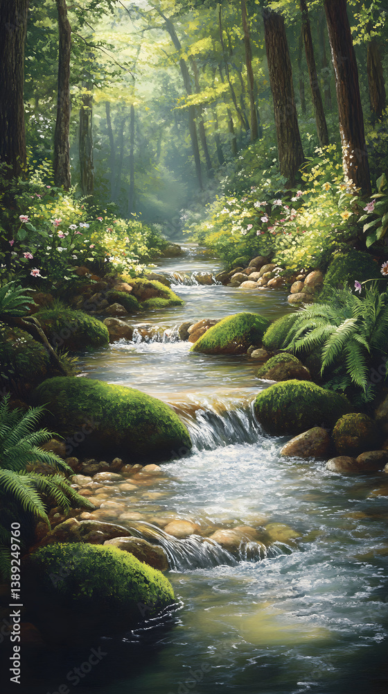 Tranquil Brook Journey: Serenity and Beauty in a Forest Oasis Tranquil Brook Journey: Serenity and Beauty in a Forest Oasis