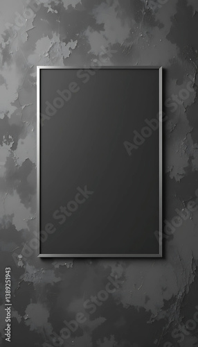 Dusty Graphite Wall: A softly textured, smudged charcoal wall, featuring an ISO A poster mockup in a thin steel frame with a brushed silver finish.