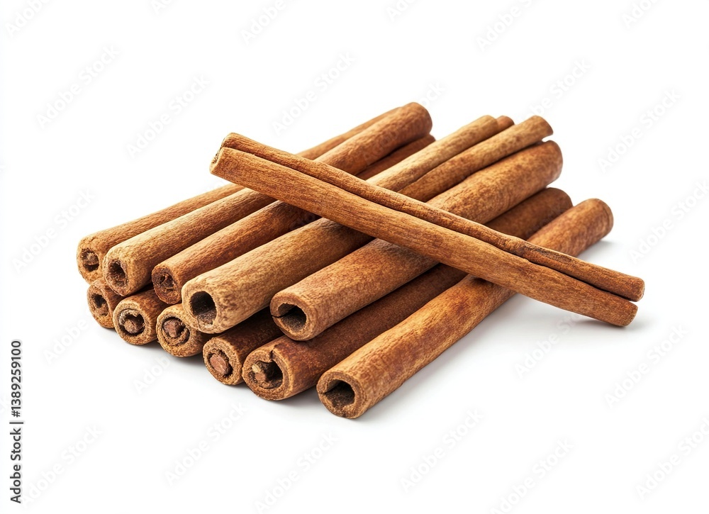 A realistic stock photo of cinnamon sticks on a white background, high-resolution photography, high quality. A realistic stock photo of cinnamon sticks on a white background, high-resolution photography, high quality.