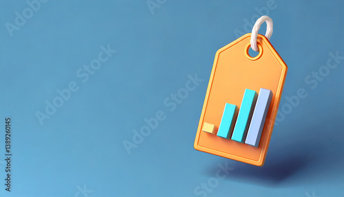 Orange price tag with bar graph symbolizes cost cutting strategies